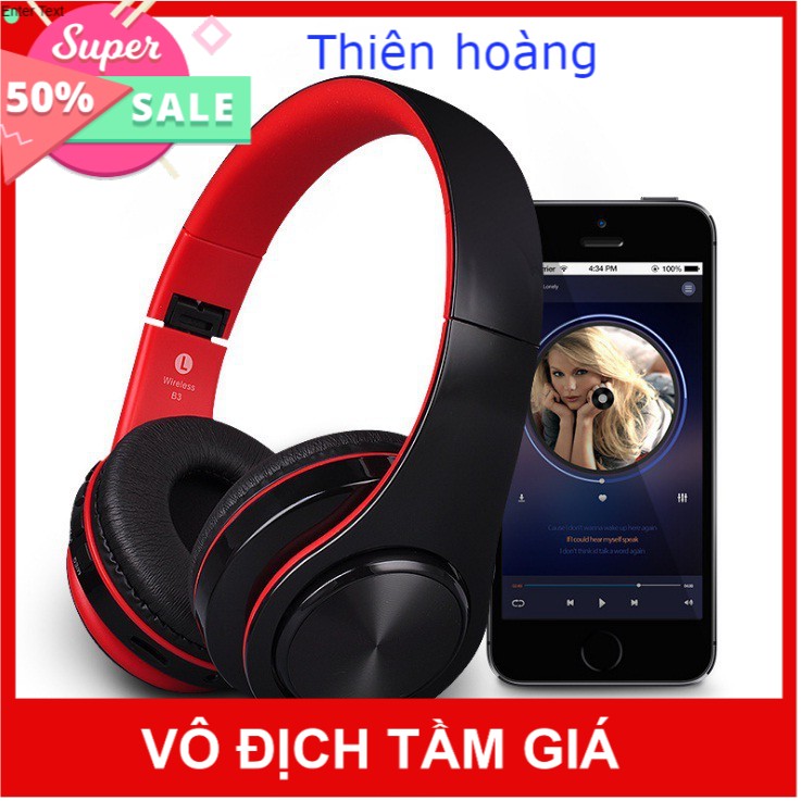 Tai Nghe Bluetooth Chụp Tai Hỗ Trợ Thẻ Nhớ, Âm Bass Khỏe Có Thể Gập Lại B3 tai có đủ màu ,pk thiên hoàng .