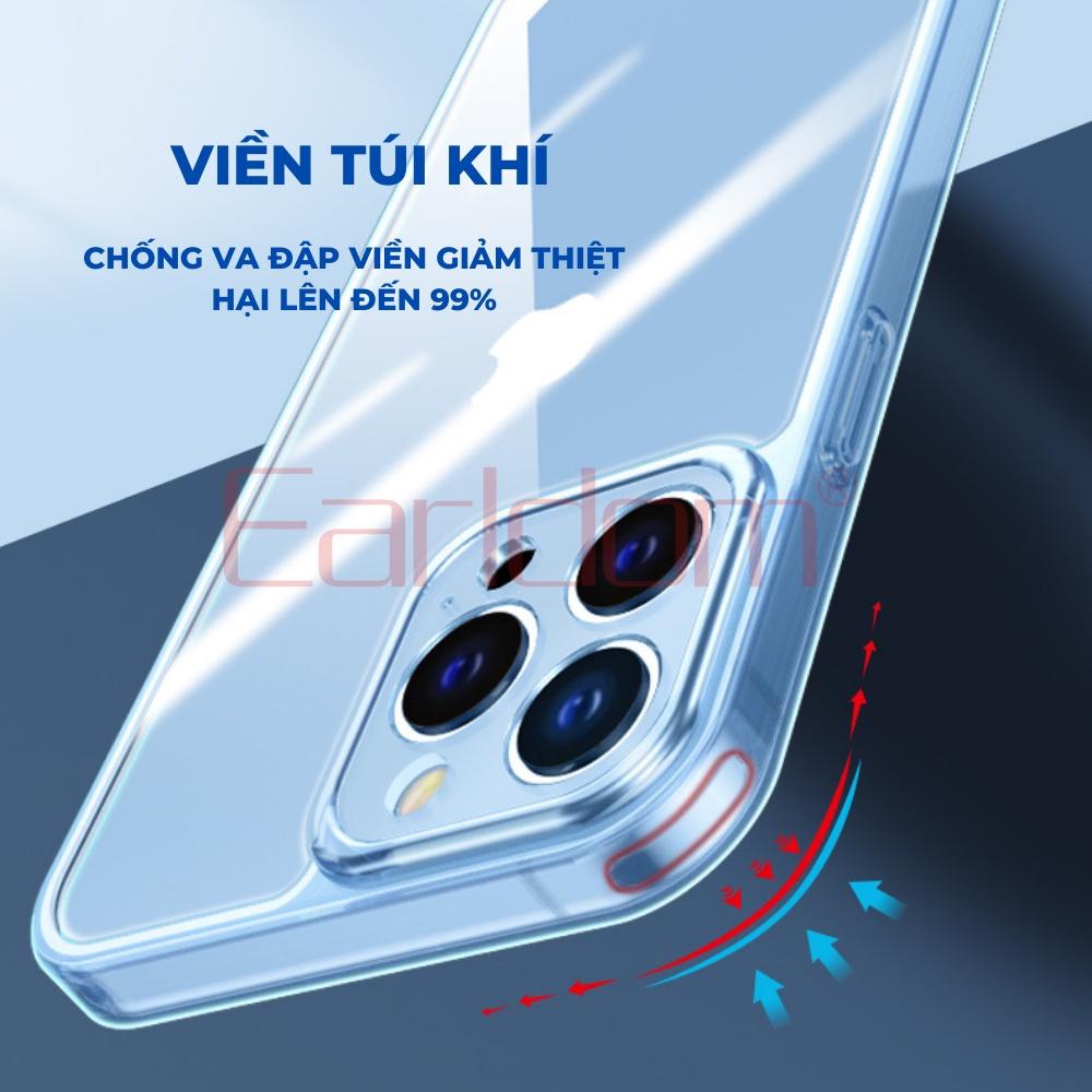 Ốp lưng IP trong suốt chống sốc đệm khí 4 góc bảo vệ camera