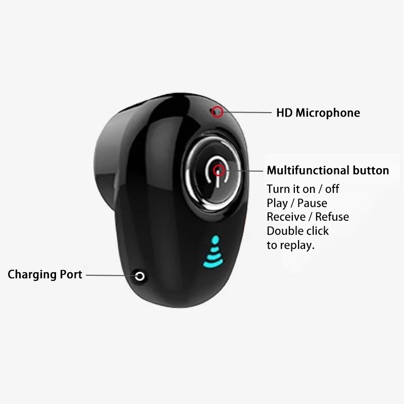 Tai Nghe Không Dây S650 Tai Nghe Bluetooth Mini Tai Nghe Mỏng Vô Hình Thể Thao Siêu Nhỏ VN