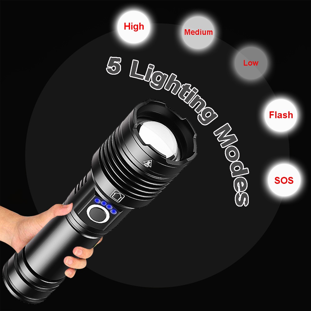 1000000Đèn Pin XHP200 LED 500M Chống Thấm Nước L2 C8 Hunting 18650
