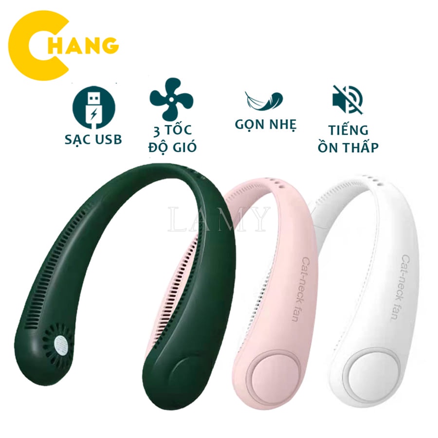 Quạt Mini Đeo Cổ Không Cánh Parrot Thổi Rộng 360 Độ Mát Mẻ Dễ Chịu, Có Thể Sử Dụng Trong 10H