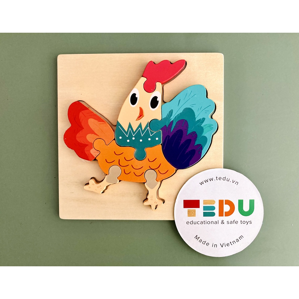 Đồ chơi gỗ ghép hình tư duy hình hoạt hình vui nhộn TEDU