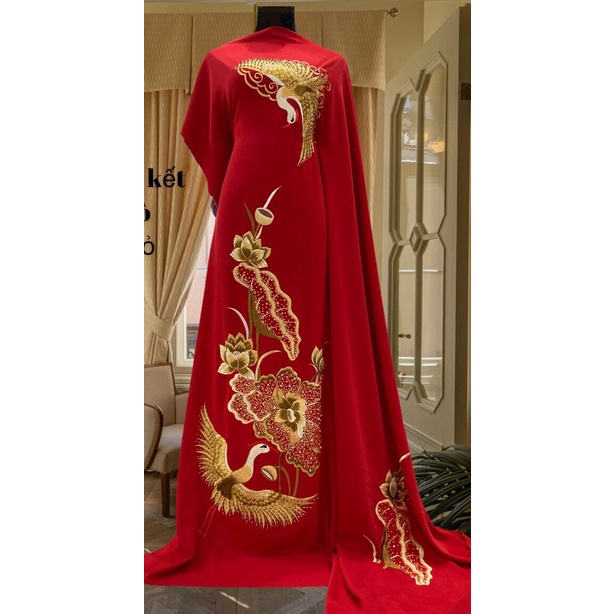Vải Lụa Ý thêu tay kỹ may Áo Dài
