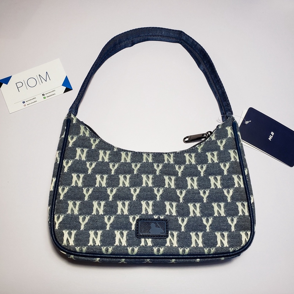 Túi kẹp nách NY túi xách nữ M.L.B NY Monogram Xanh Navy - Pom Store
