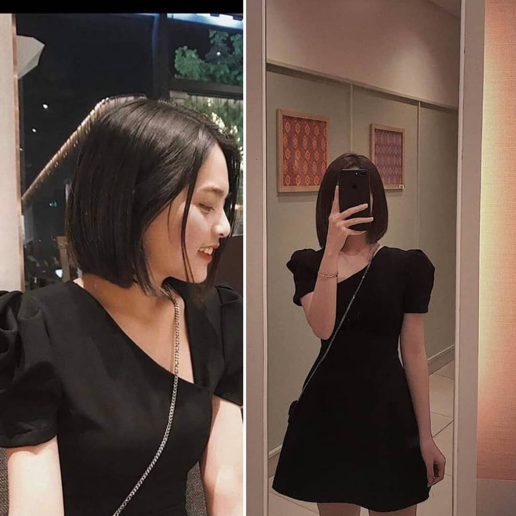 Đầm dự tiệc tay bồng cổ vét lệch sang trọng Cilen Dress