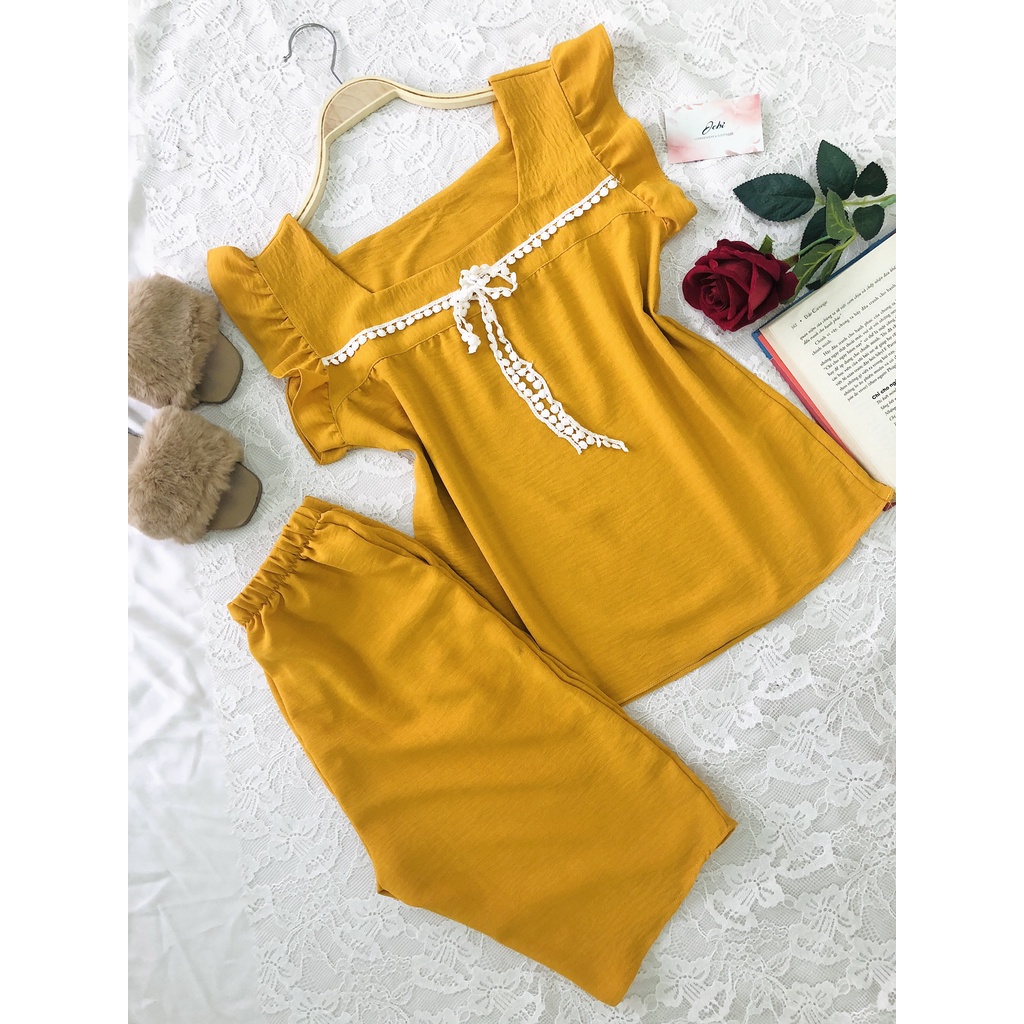 Đồ bộ mặc nhà mẫu lửng Jebi chất lụa tơ tằm cao cấp | BigBuy360 - bigbuy360.vn