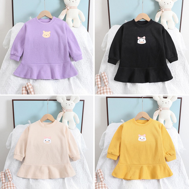 Đầm sweater tay dài cổ tròn thời trang mùa thu cho bé gái