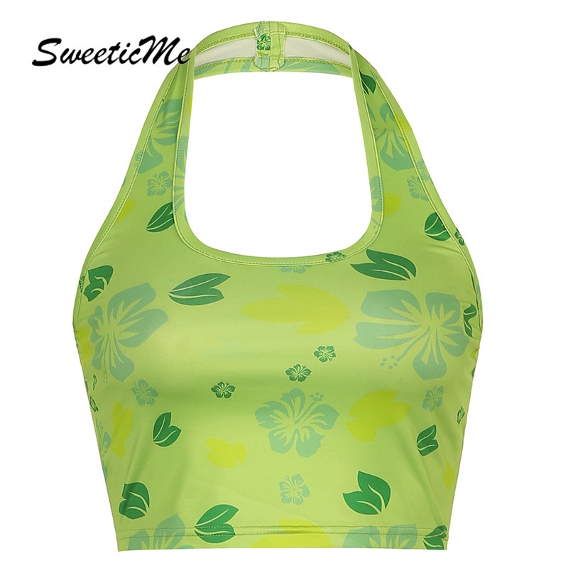 Áo Croptop Sweeticme In Hoa Hở Lưng Gợi Cảm 2021