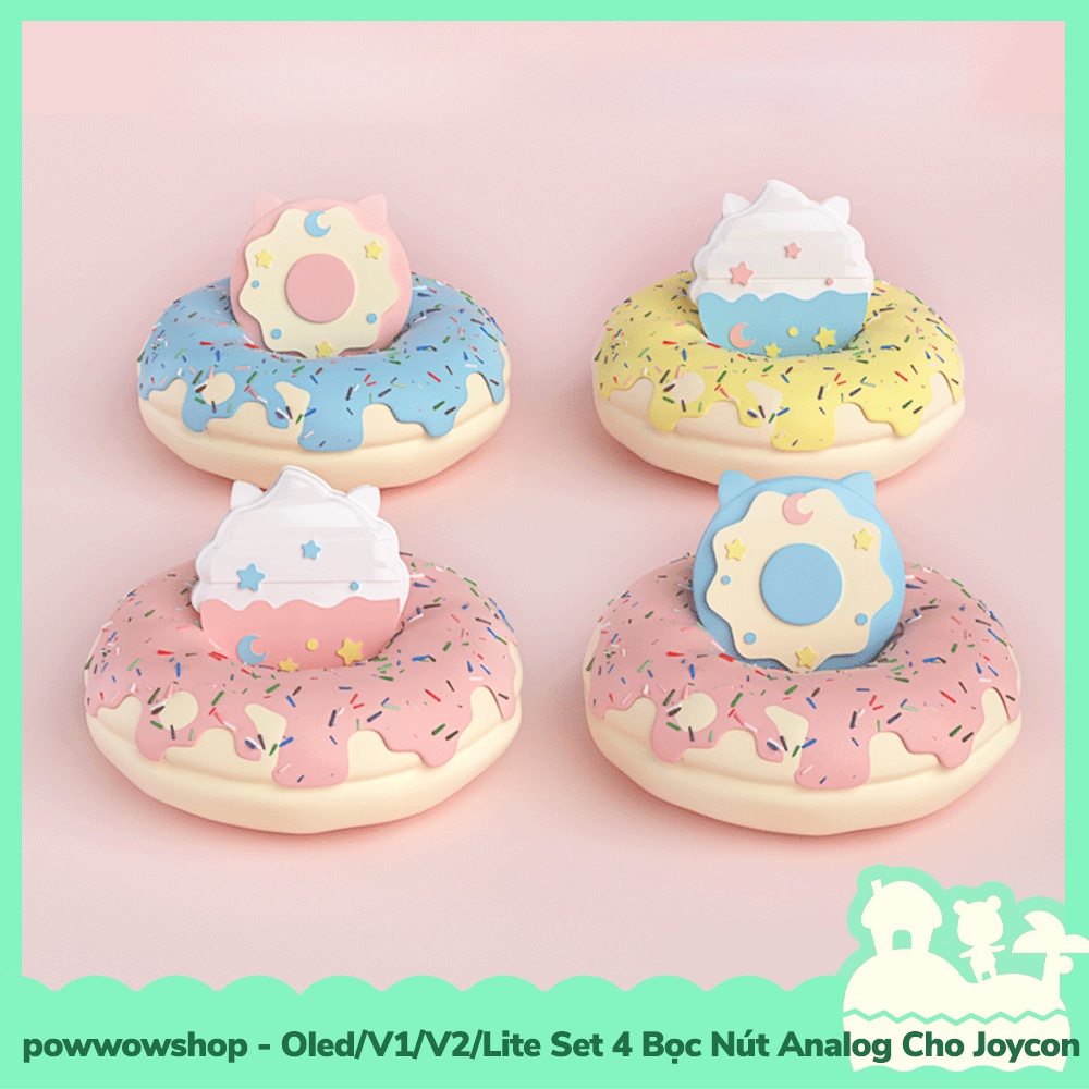 [Sẵn VN - Hỏa Tốc] Oled/V1/V2/Lite Set 4 Bọc Nút Analog Joycon Cho Máy Game Cầm Tay Nintendo Switch Donuts &amp; Sweet Cake