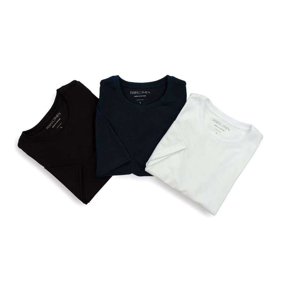 Áo thun nam cổ tròn 100% cotton PERFECTMEN phiên bản Premium 3 màu trẻ trung năng động lịch lãm