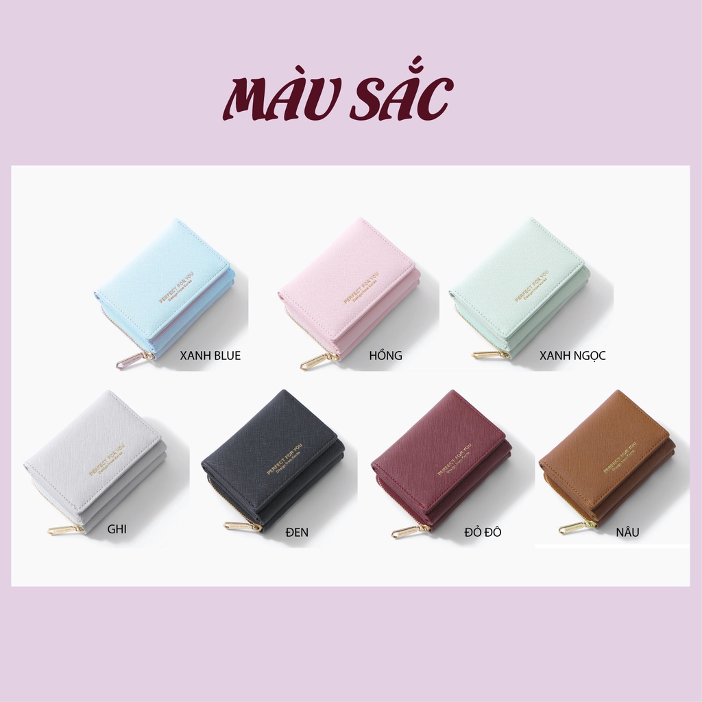 Ví Nữ Ngắn Mini Cầm Tay Chính Hãng PERFECT FOR YOU Đựng Tiền Gập 2 Nhỏ Gọn Da Xước Cao Cấp Cực Đẹp PFY04 - GUTADO