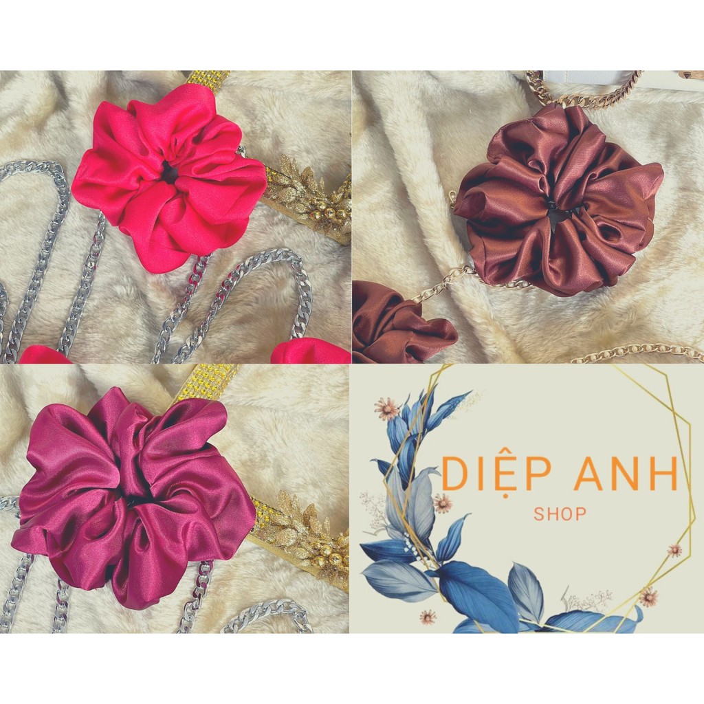 Dây cột tóc scrunchies làm bằng phi lụa cao cấp dây cột siêu to