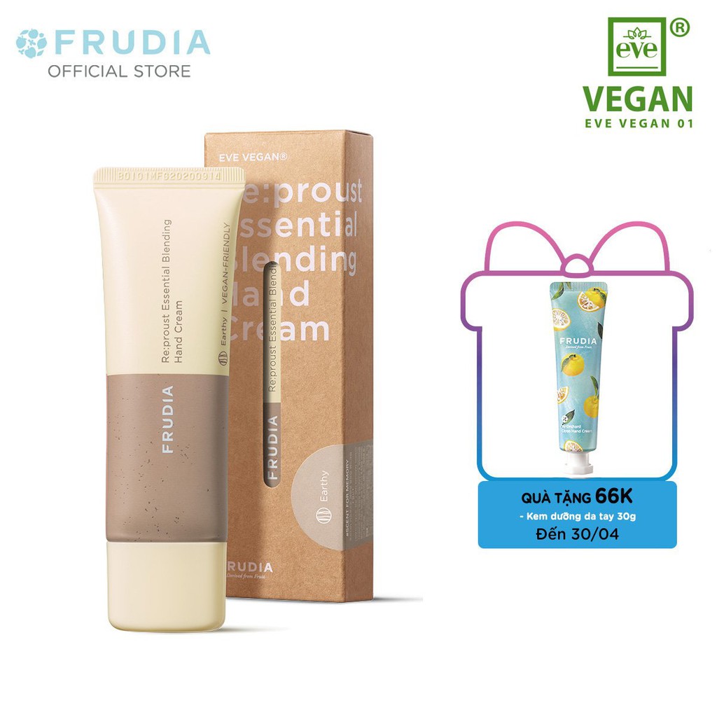 [TẶNG 66K]Kem dưỡng tay Frudia Re:proust Essential Blending Handcream Earthy 50g | BigBuy360 - bigbuy360.vn