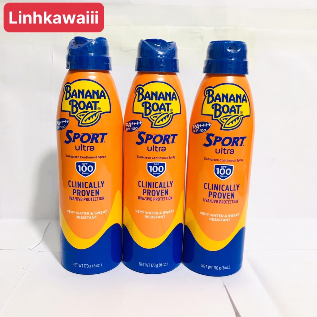 Bình xịt chống nắng Banana Boat Sport thể thao SPF100 170g