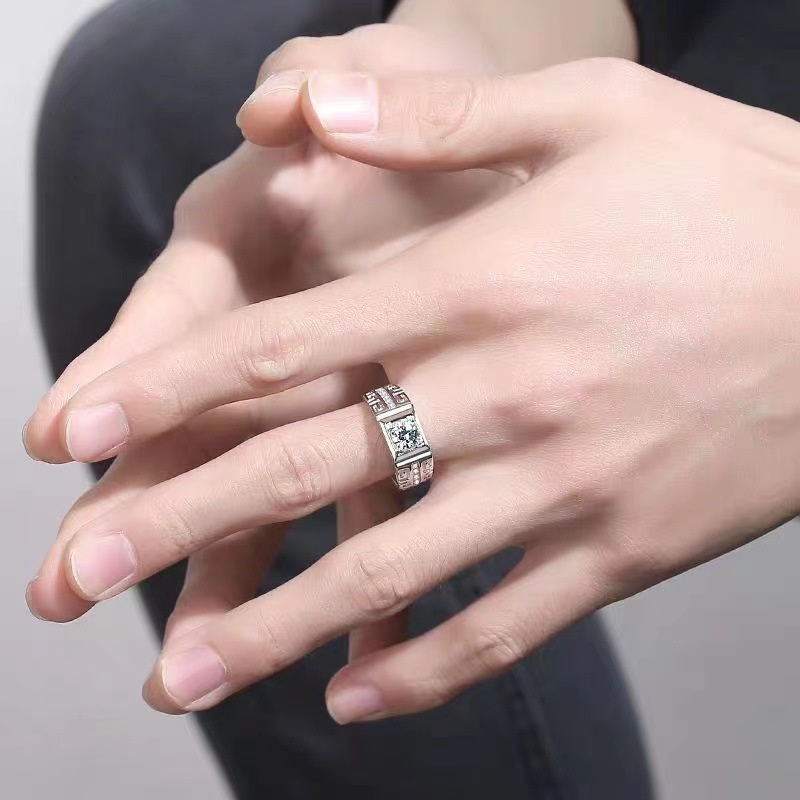 🔥🔥Nhẫn đôi Mẫu hoa văn Đính đá Mạ Bạc 925 Cặp đôi Cầu hôn Không phai màu Có thể điều chỉnh kích thước.