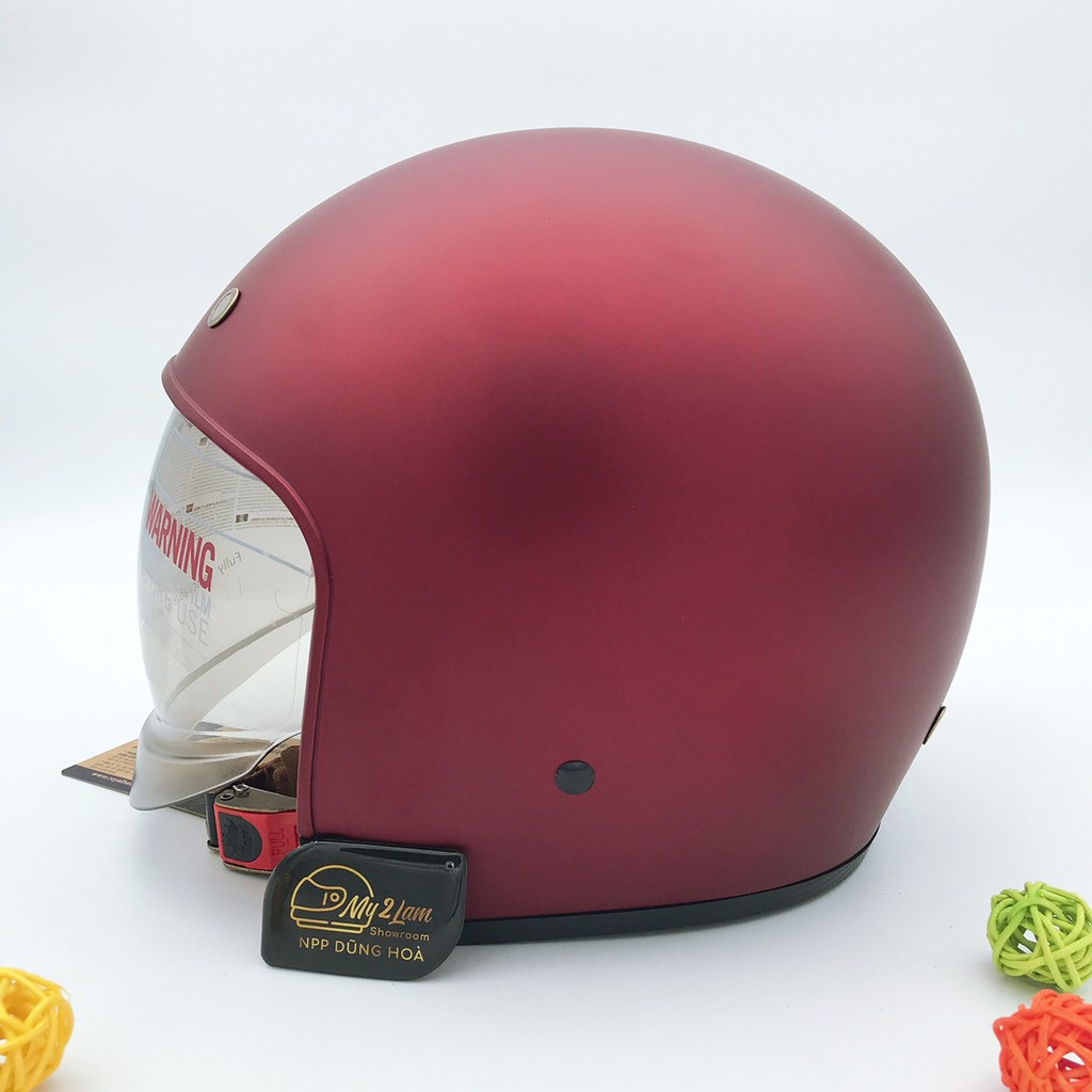 Mũ bảo hiểm 3/4 kính âm Royal M139 đỏ đô mờ (tặng kèm túi đựng)