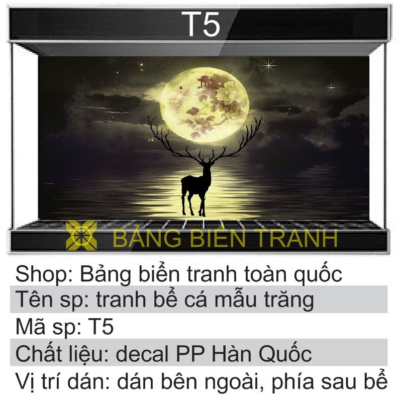 Tranh dán bể cá mẫu trăng T5