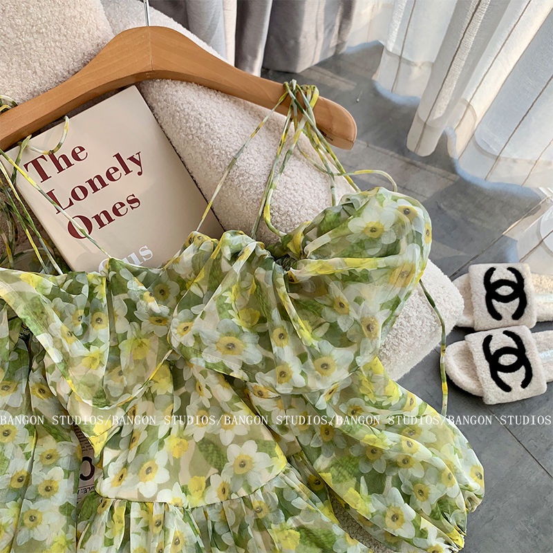 Đầm Hai Dây Họa Tiết Hoa Thiết Kế Mới Quyến Rũ Thời Trang Dành Cho Nữ