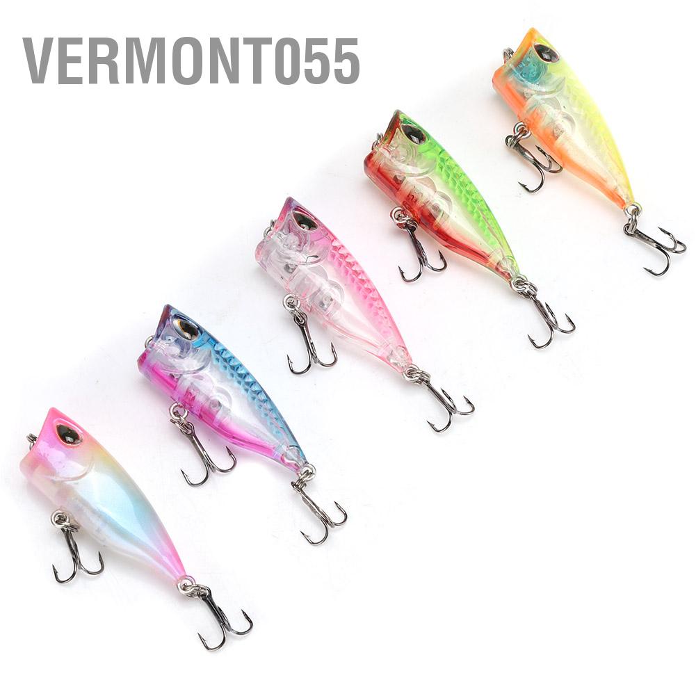 Vermont055 5PCS Plastic Mini Popper Floating Artificial Bait Fishing Lures Fish Tackle Accessory