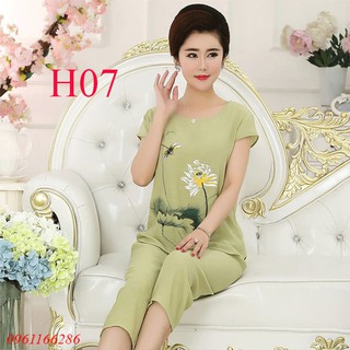 Bộ mặc nhà vải đũi cho mẹ cho bà - sang trọng, thanh lịch - Mềm, Nhẹ, Mát