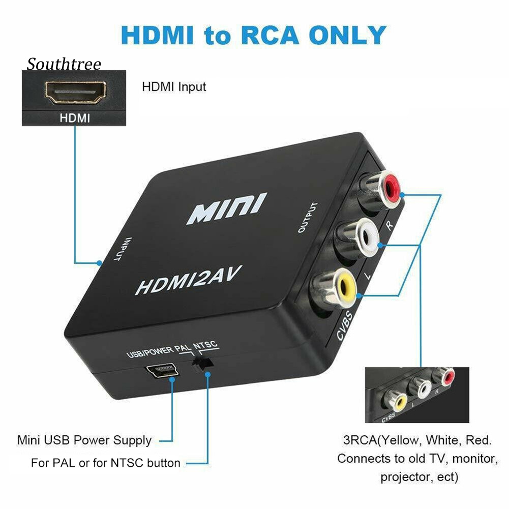 Bộ Chuyển Đổi Âm Thanh Mini Full Hd 1080p Hdmi Sang Av Rca