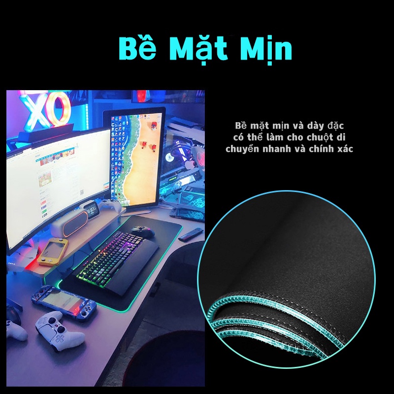 Miếng lót chuột LED RGB 2022, pad chuột chơi game cỡ lớn chống trượt siêu bền siêu đẹp- Mixiao Haochi