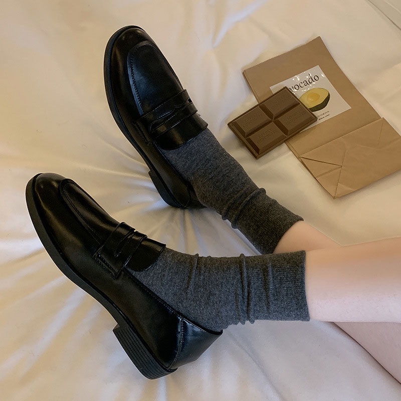 Giày lười IELGY đế bằng phong cách Anh Quốc cổ điển dành cho nữ