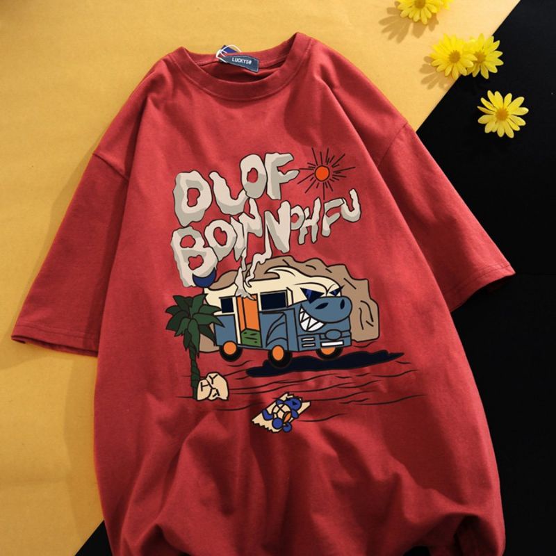 Áo Phông Form Rộng DLOF BOINN Áo Thun Tay Lỡ Nam Nữ Form Rộng Unisex Cotton 100% In Chữ