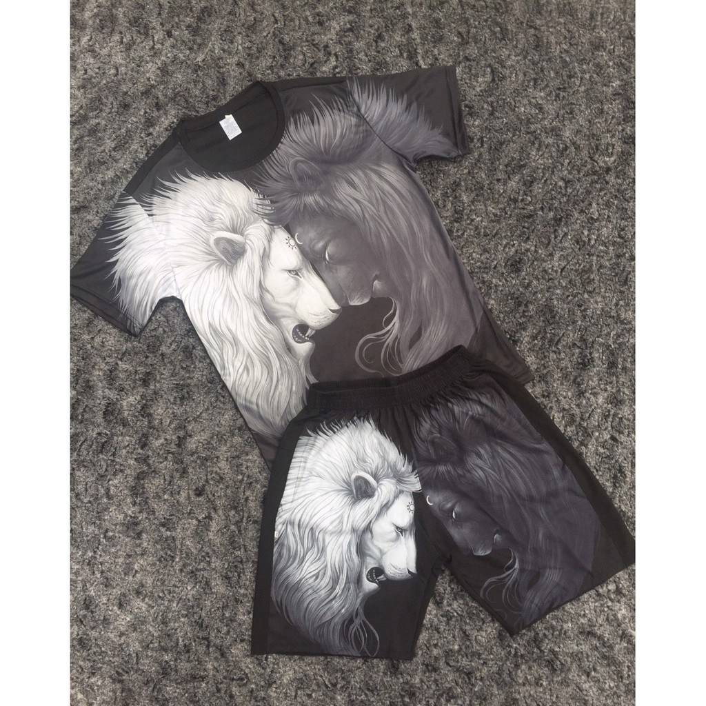 Đồ bộ nam_Bộ thời trang nam Sư Tử đen trắng in 3D