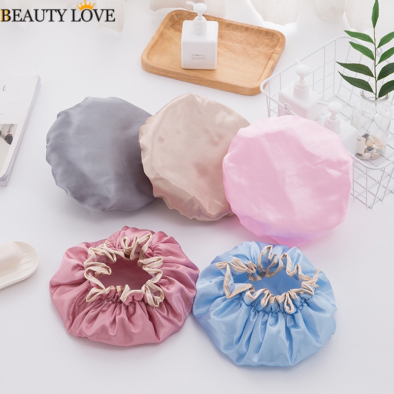 Mũ Trùm Tóc Bằng Satin Hai Lớp Dày Dặn Chống Thấm Nước Tùy Chỉnh Tiện Dụng Cho Spa / Phòng Khách