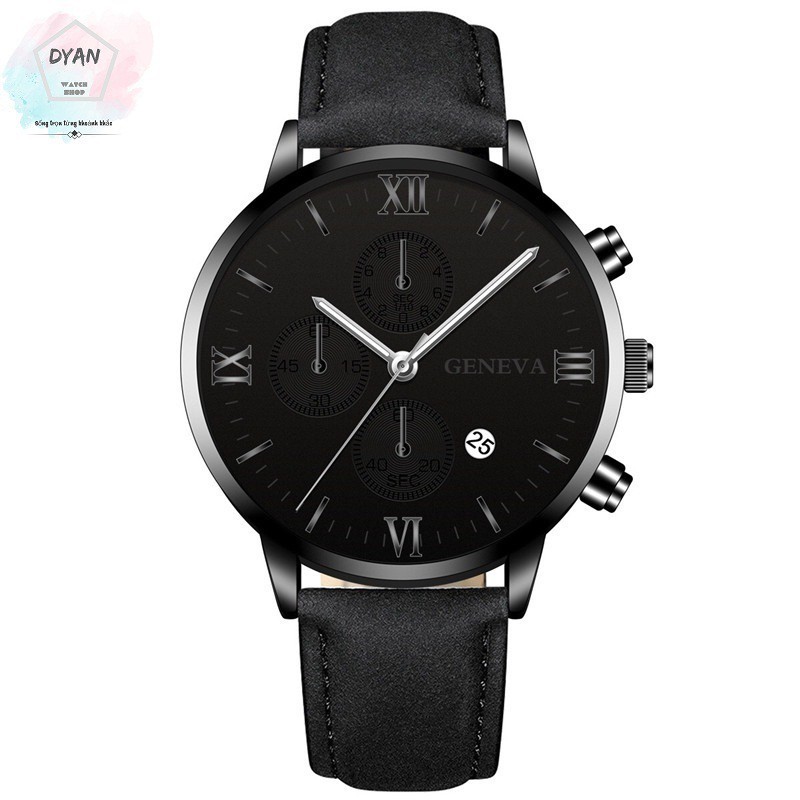 Đồng hồ nam dây da Geneva mặt tròn đồng hồ đeo tay thời trang lịch lãm | BigBuy360 - bigbuy360.vn