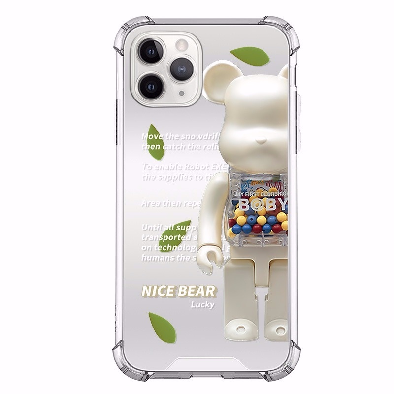 Ốp điện thoại mặt gương họa tiết khối lắp ráp cho iPhone13 ProMax 11 12