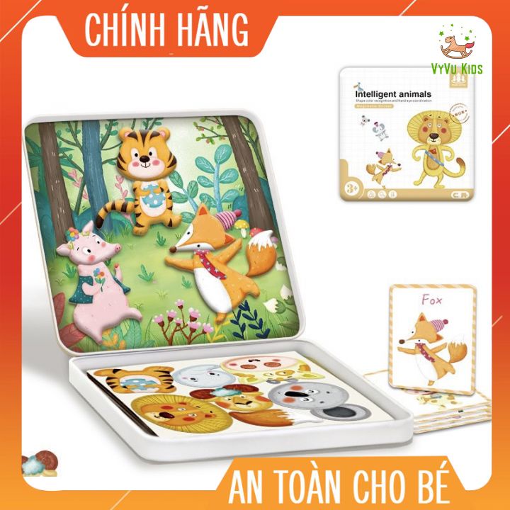 Bộ đồ chơi gỗ xếp hình ghép hình nam châm cho bé nhiều chủ đề đa dạng giúp bé sáng tạo VyVu Kids