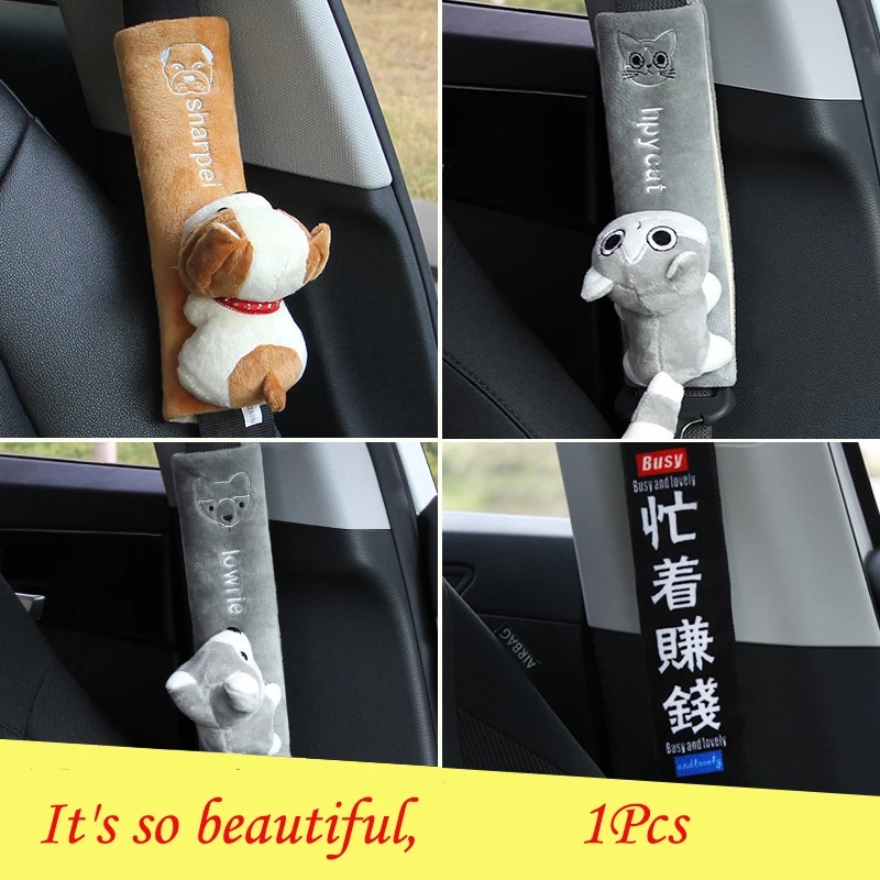 Vỏ bọc dây đai an toàn xe hơi đệm vai trang trí thú nhồi bông hoạt hình xinh xắn dành cho bé