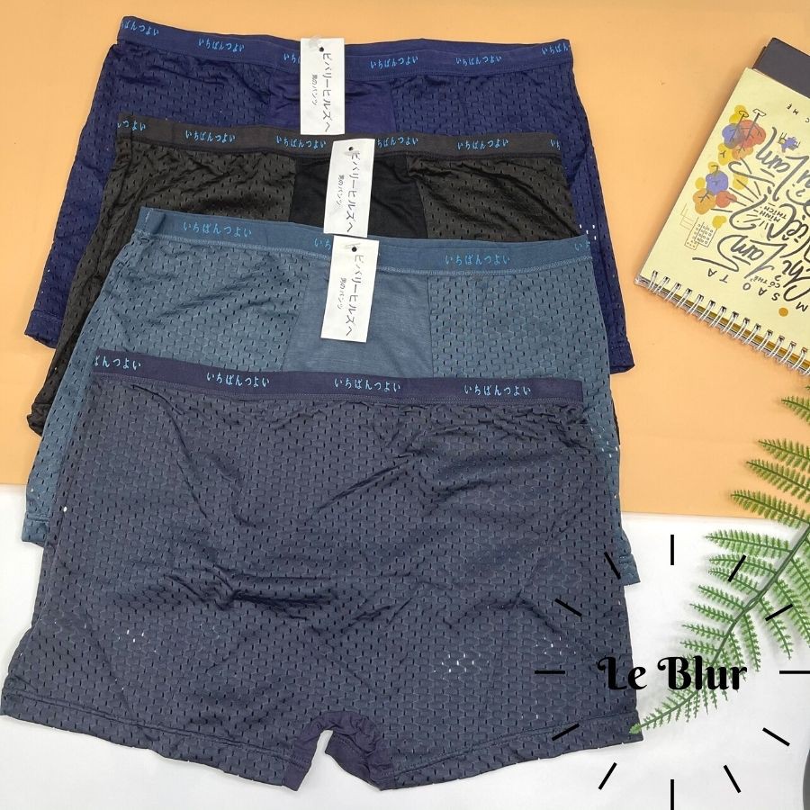 Quần lót nam boxer big size, sịp đùi xì chữ nhật thông hơi thoáng mát, leblur