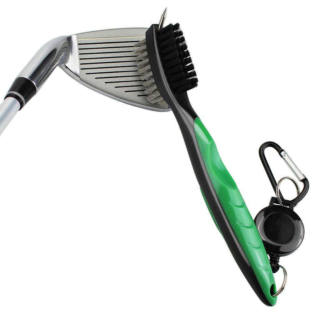 GLENES High Quality Retractable Groove Cleaner 2 Sided Groove Cleaning Brush Golf Club Brush Golf Zip-line Sporting Goods Durable Sharpener Tool Cleaner Golf Accessories/Multicolor