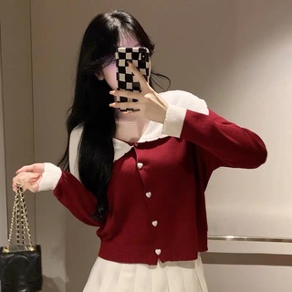 Áo Khoác Len Cúc Tim Cực Xinh Phối Màu Cực Xinh