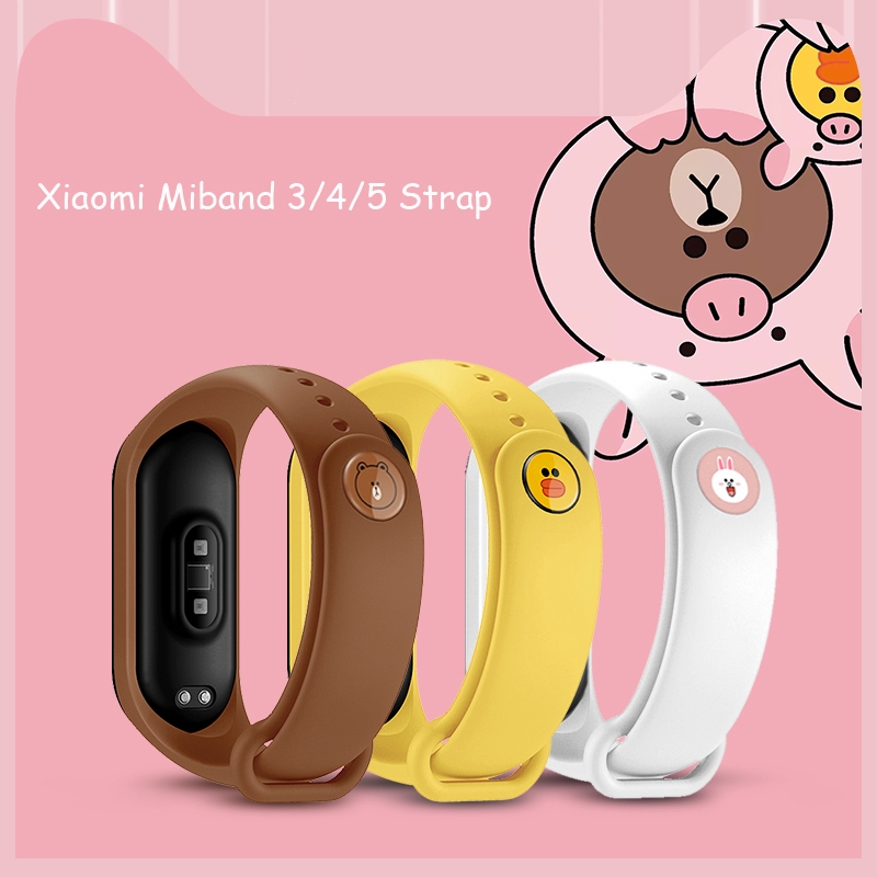 Dây Đeo Thay Thế Chất Liệu Silicon Họa Tiết Hoạt Hình Cho Xiaomi Miband 5 Xiaomi Miband 3 4