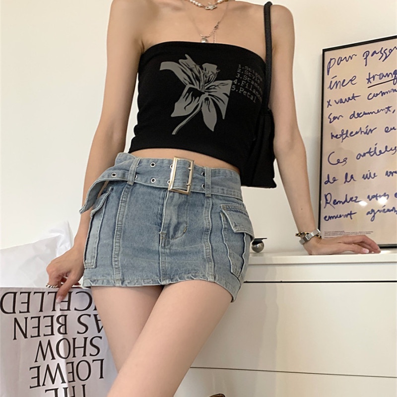 Quần Giả Váy Jeans Lưng Cao Thời Trang Quyến Rũ