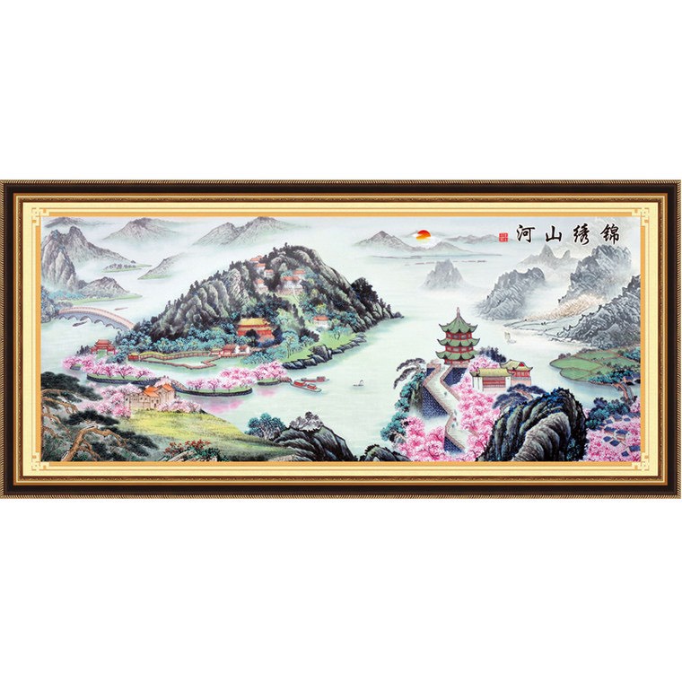 Tranh thêu chữ thập – Tranh phong cảnh Thủy Mặc 11