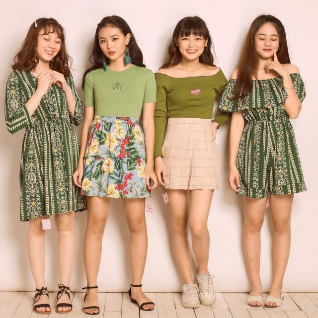 Đầm thiết kế thổ cẩm babydoll xoè váy boho hoạ tiết- Váy vinatge du mục du lịch đi dạo chụp hình đẹp
