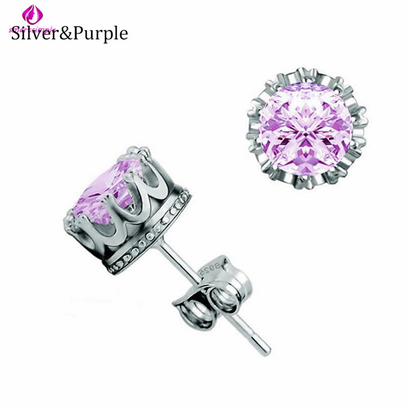 Khuyên tai hình vương miện đính đá Zircon thời trang