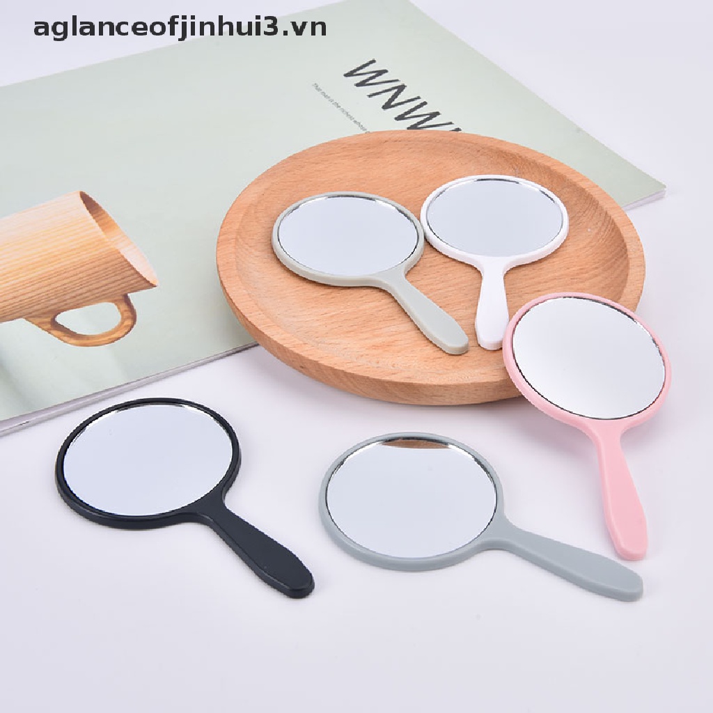 Gương Trang Điểm Cầm Tay Hình Tròn Có Tay Cầm Tiện Lợi