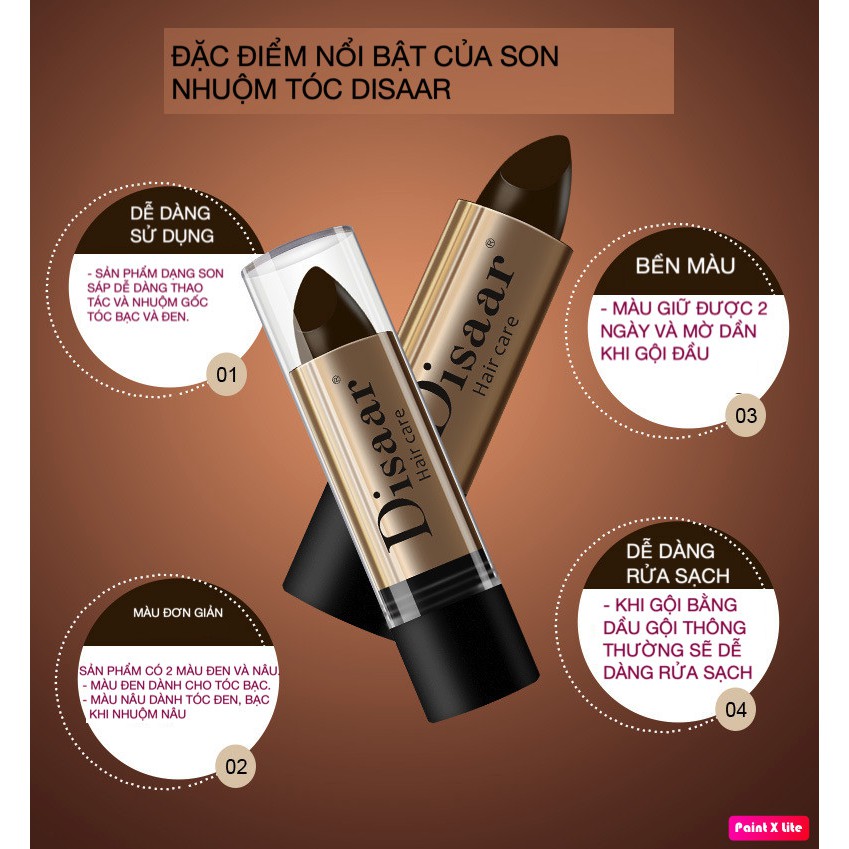 Son nhuộm chân tóc Disaar có hai màu nâu và đen tiện lợi | BigBuy360 - bigbuy360.vn