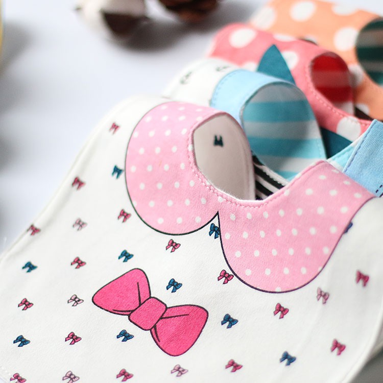 Yếm cotton 4 lớp chống thấm nước họa tiết hoạt hình cho bé