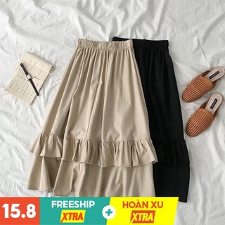 Chân váy vạt bèo midi nữ dáng dài tiểu thư siêu xinh 3 màu