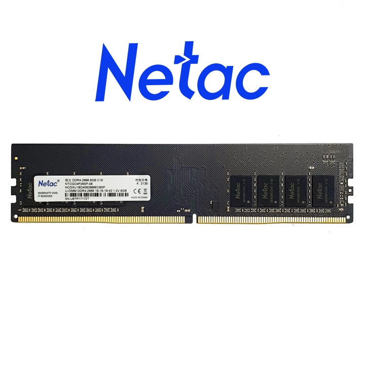 RAM máy tính để bàn Netac DDR4 8GB bus 2666 MHz - bảo hành 3 năm