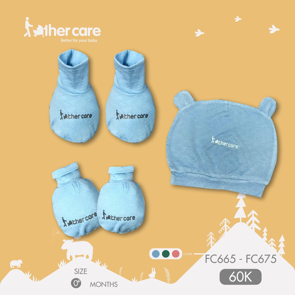 Set mũ sơ sinh FatherCare có tai - Trám FC665