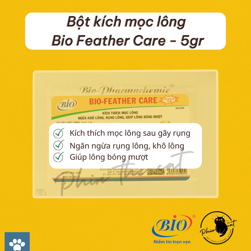 [CHÍNH HÃNG] Bột kích mọc lông BIO FEATHER CARE - Gói 5gr | phinthecat.petshop