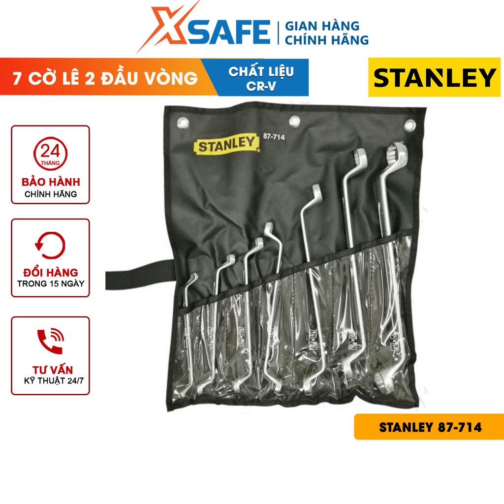 Cờ lê 2 đầu vòng 75 độ hệ INCH STANLEY 87-714 thép Chorme Vanadium Bộ 7 cờ lê Stanley đa dạng size, tay cầm thoải mái